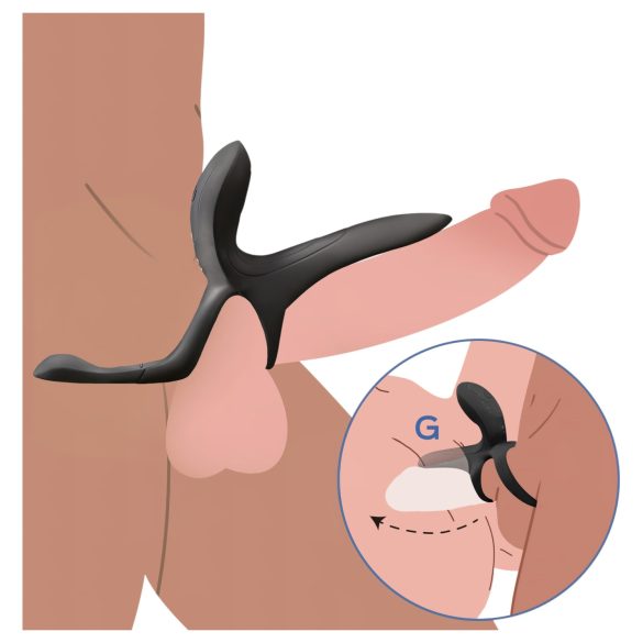 Honey Play Box Pleasure Pivot - вибриращ пенис и тестис пръстен - черен