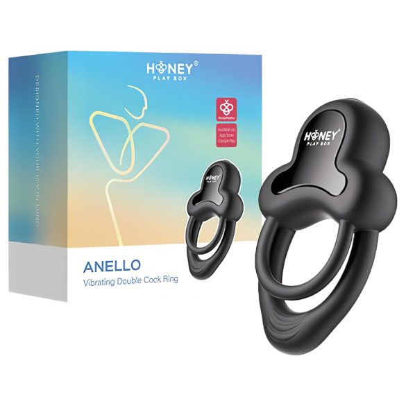 Honey Play Box Anello - вибриращ пенис и тестис ринг - интелигентен - черен