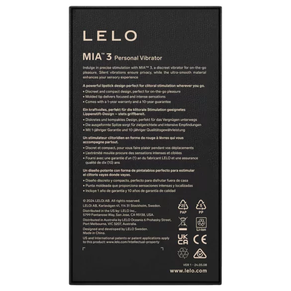 LELO Mia 3 - вибратор тип червило - компактен - черен