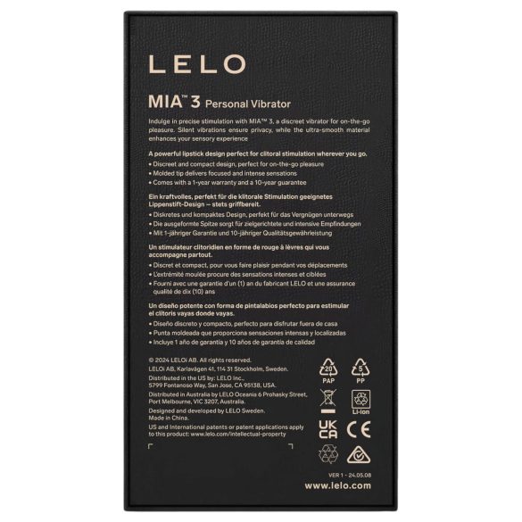 LELO Mia 3 - вибратор тип червило за пътуване - лилав