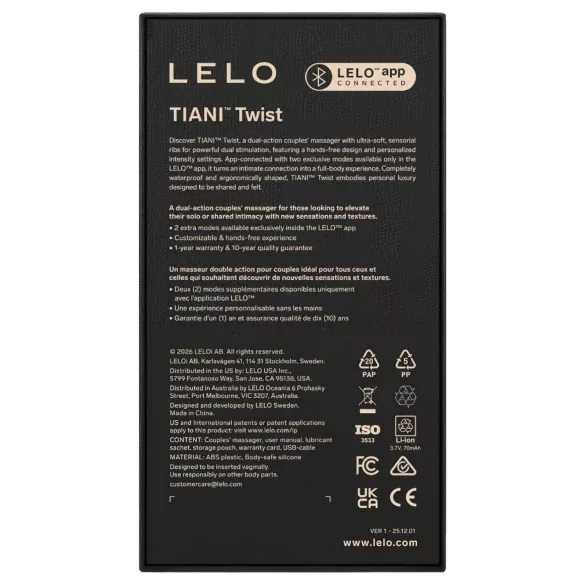 LELO Tiani Twist - умен вибратор за двойки (лилав)