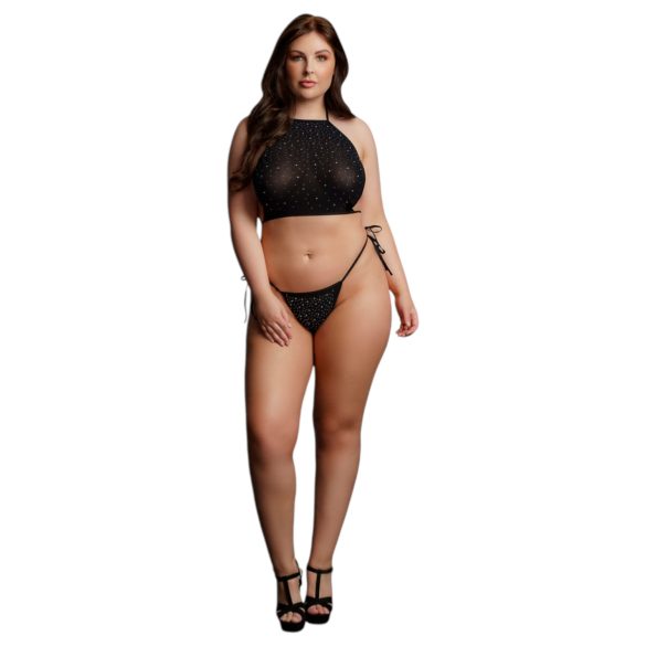 Le Désir Plus Size - парти комплект с камъни - черен (XL-3XL)