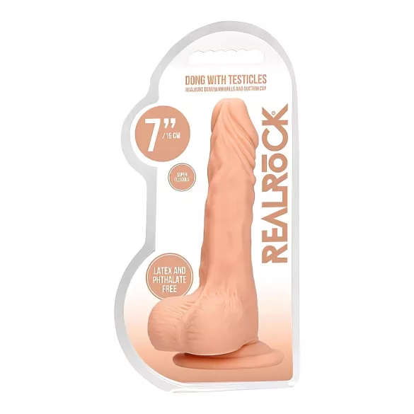 RealRock - дилдо с тестиси - реалистичен, 17см, телесен цвят