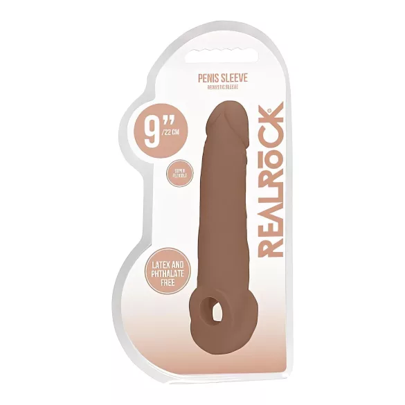 RealRock - пенис ръкав - 21,5см - тъмен натурален