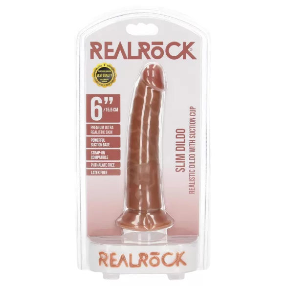RealRock - реалистично дилдо 15,5 см - тъмен натурален цвят