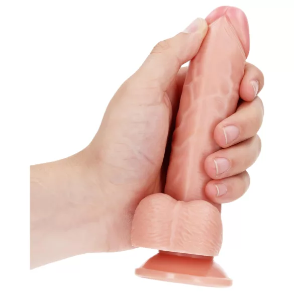 RealRock - дилдо с вендуза и тестиси - 15,5 cm (телесен цвят)