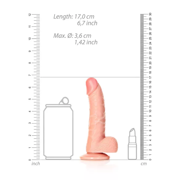 RealRock - дилдо с вендуза и тестиси - 15,5 cm (телесен цвят)