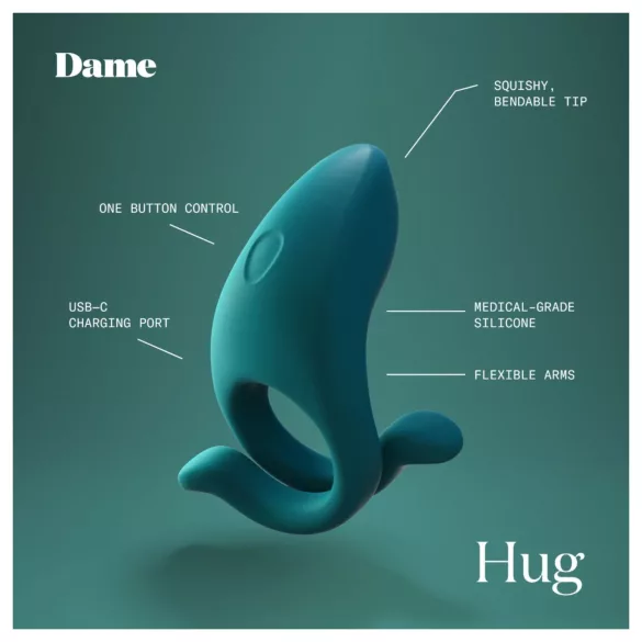 Dame Hug - регулируем вибриращ пръстен за пенис (зелен)