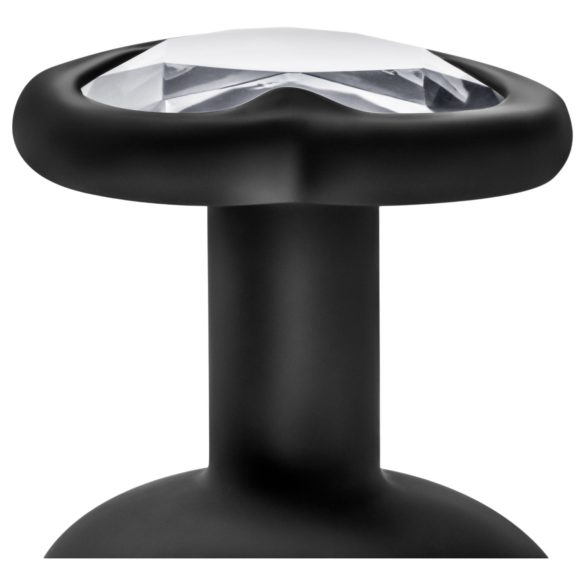 Temptasia S - анален плъг със сърце и сребърен камък - малък, черен