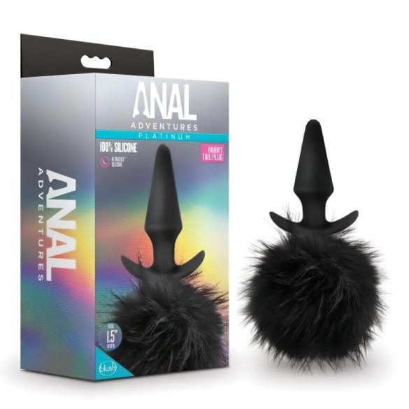 Anal Deluxe - анален плъг с заешка опашка (черен)