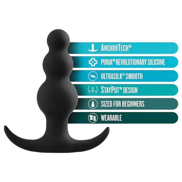 Anal Adventures Platinum - анален плъг с перли - черен