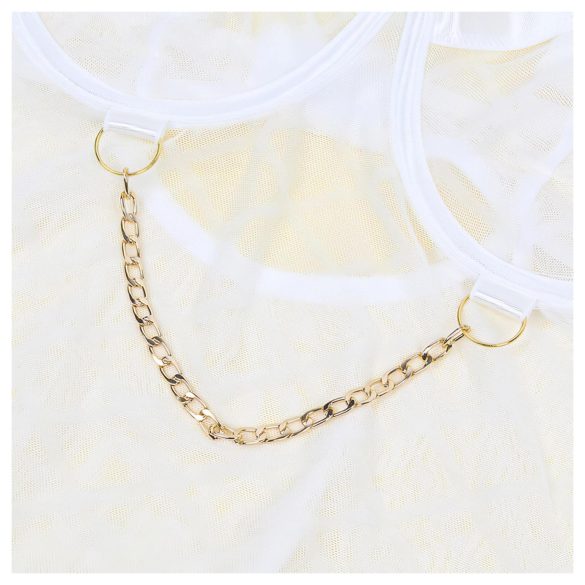 Subblime 954291 - боди с верижки - прозрачна бяла - L-XL