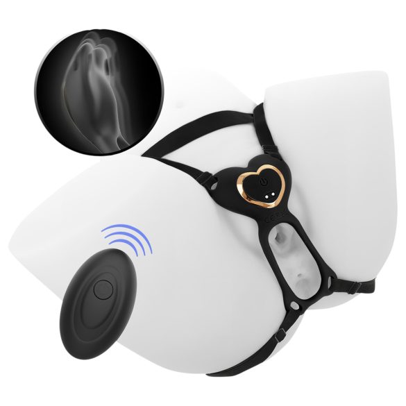 IBIZA - пенис колан с вибратор за клитор - черен