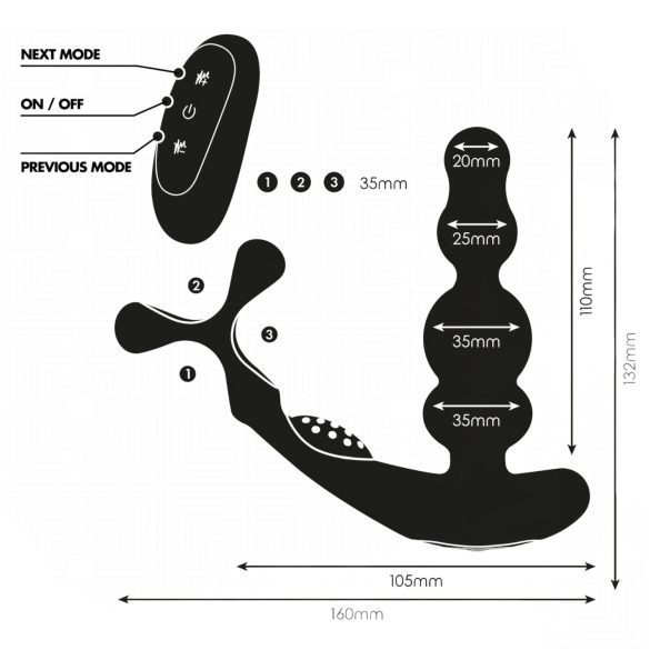 Addicted Toys - анален вибратор с въртяща се глава и пенис пръстен - черен