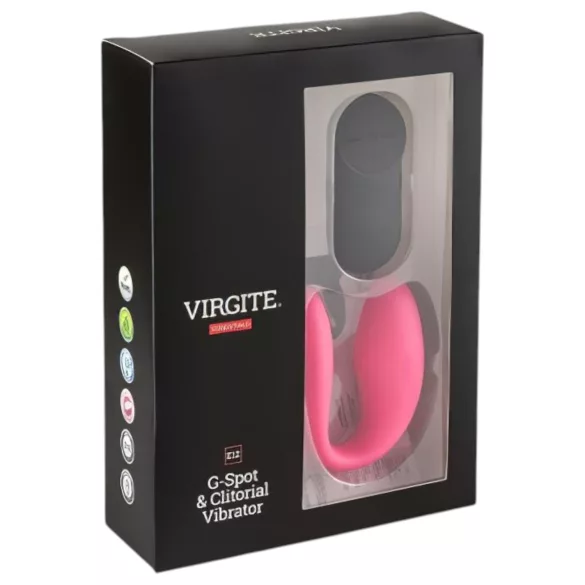 Virgite - вибратор за двойки с дистанционно управление (черно-розов)