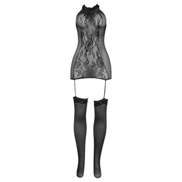 Adalet Nicole - дантелен мрежест комплект - черен - L/XL