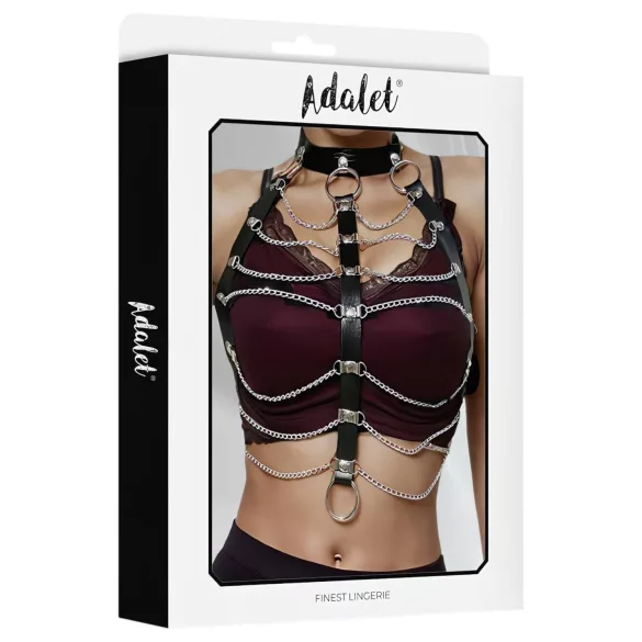 Adalet Hilda - дамски кожен сутиен с верига - веган кожа черен