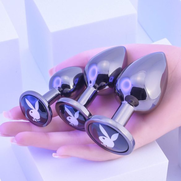 Playboy - анален плъг сет - 3 части - сребрист