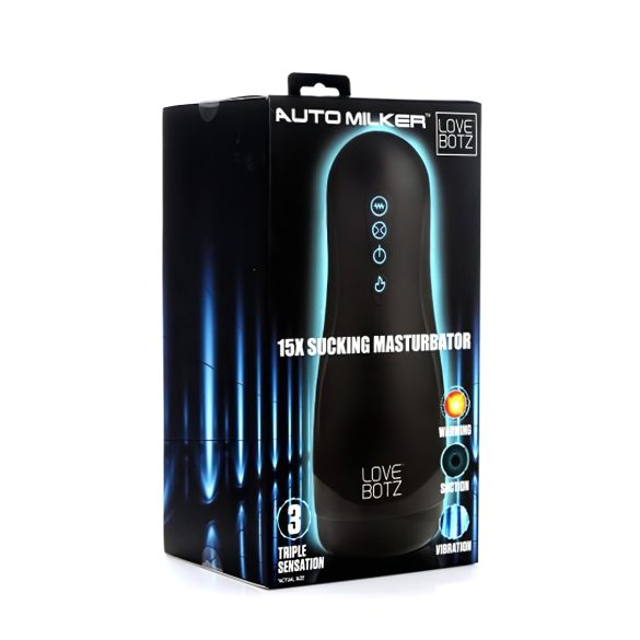 Lovebotz - автоматичен мастурбатор с вакуум и вибрации - водоустойчив - черен
