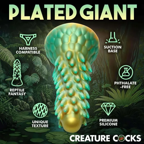 Creature Cocks Stegosaurus - дилдо - силикон - 20 см - зелен