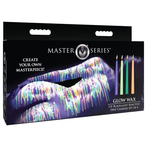XR Brands - UV реагираща BDSM свещ за тяло - цветна (4 броя)