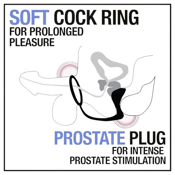 Anal Adventures Platinum - анален дилдо с пенис пръстен - черен