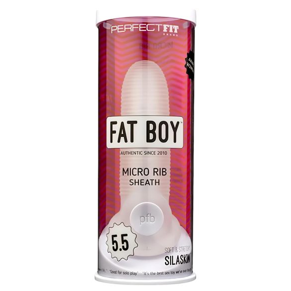 Fat Boy Micro Ribbed - пенис удължител с оребрение 15см - бял