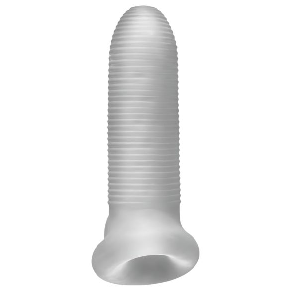 Fat Boy Micro Ribbed - пенис удължител с оребрение 15см - бял