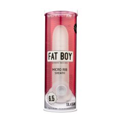   Fat Boy Micro Ribbed - удължител за пенис - оребрен - 17 см - бял