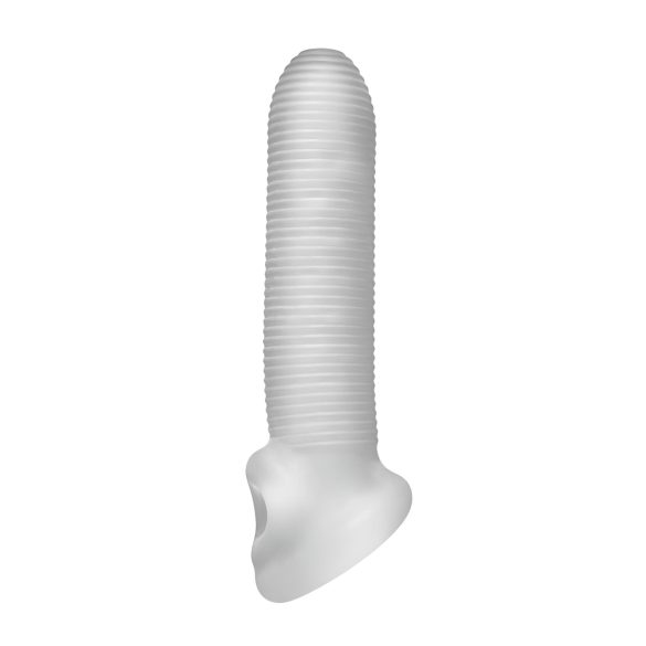 Fat Boy Micro Ribbed - удължител за пенис - оребрен - 17 см - бял