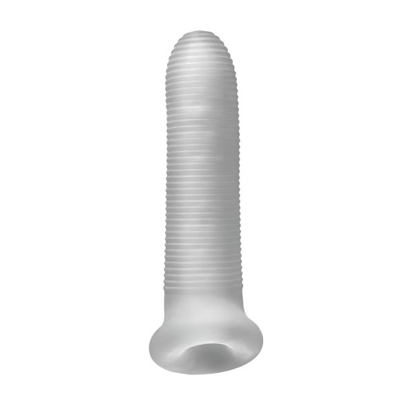 Fat Boy Micro Ribbed - удължител за пенис - оребрен - 17 см - бял