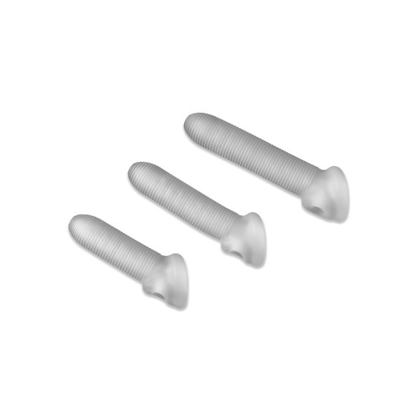 Fat Boy Micro Ribbed - удължител за пенис - оребрен - 17 см - бял