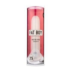   Fat Boy Micro Ribbed - пенис удължител - оребрен - 19см - бял
