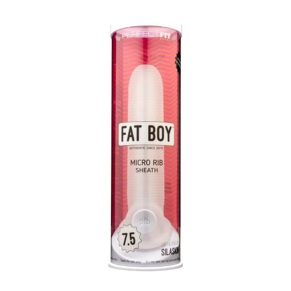 Fat Boy Micro Ribbed - пенис удължител - оребрен - 19см - бял