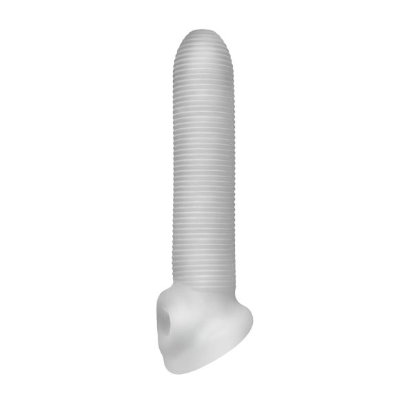 Fat Boy Micro Ribbed - пенис удължител - оребрен - 19см - бял