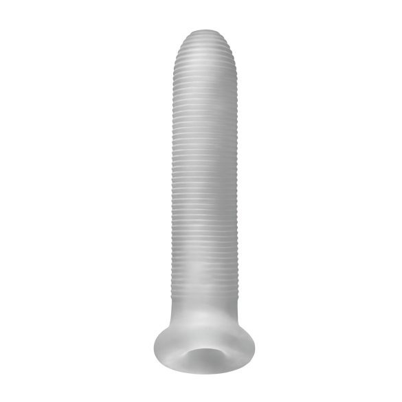 Fat Boy Micro Ribbed - пенис удължител - оребрен - 19см - бял