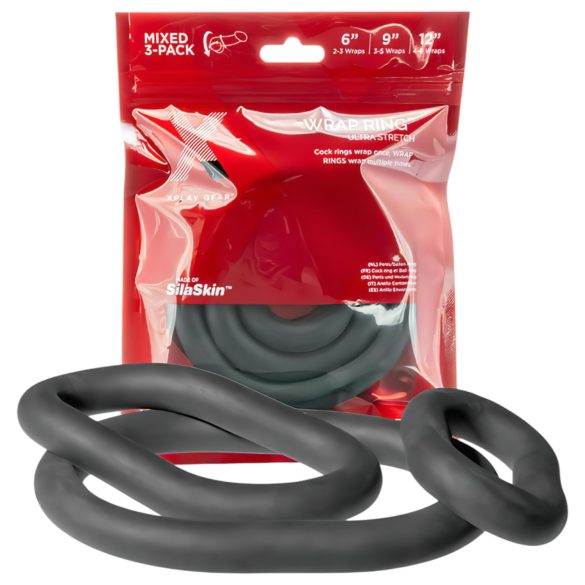 Perfect Fit Ultra Wrap - Комплект дебели пенис пръстени - черни (3 бр.)