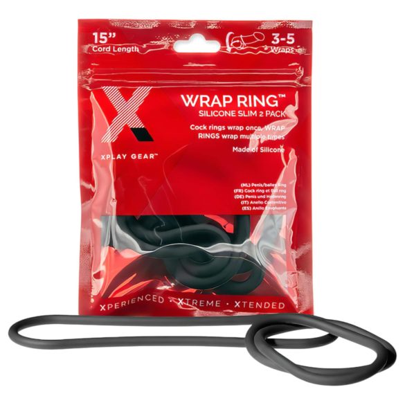 Perfect Fit Slim Wrap 15 - тънък пенис ринг - черен (38см)