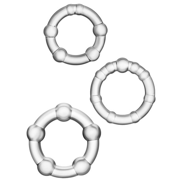 Stay Hard - комплект пенис рингове - 3 броя - прозрачен