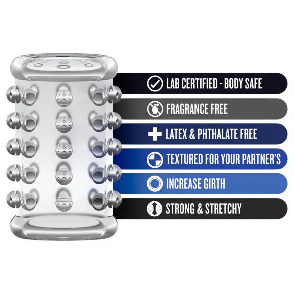 Stay Hard - пенис пръстен с релефни точки - прозрачен