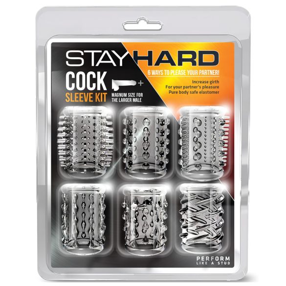 Stay Hard - Комплект пенис маншети - прозрачен (6 бр.)