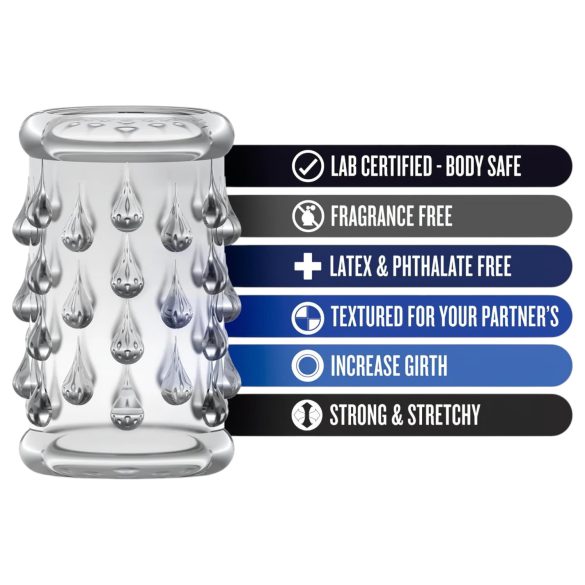 Stay Hard - пенисна маншета с топчета - прозрачна