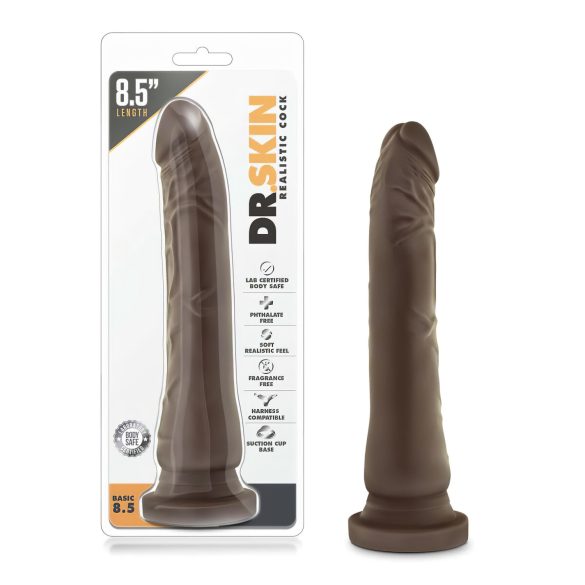 Dr. Skin 8,5 - реалистичен дилдо с вендуза - кафяв (20,5 см)