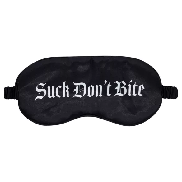 Ох! - сатенена маска за очи с надпис „Suck Don't Bite“ (черна)