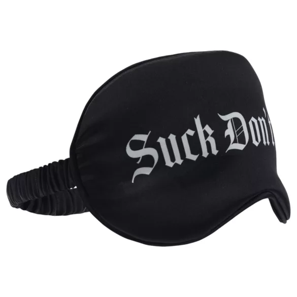 Ох! - сатенена маска за очи с надпис „Suck Don't Bite“ (черна)