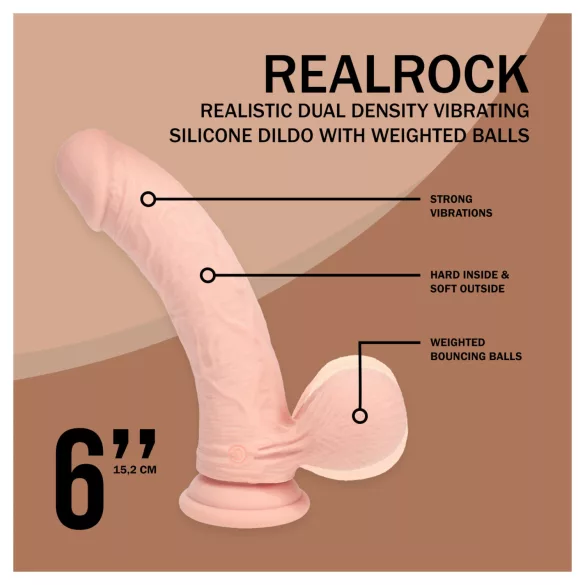 RealRock - реалистичен вибратор с двойна плътност (телесен цвят) - 15 см
