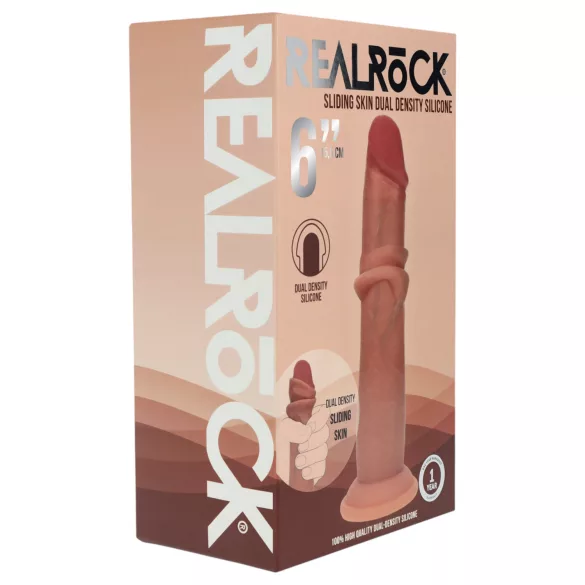 RealRock - реалистично дилдо с двойна плътност (слънчев загар) - 15,5 cm
