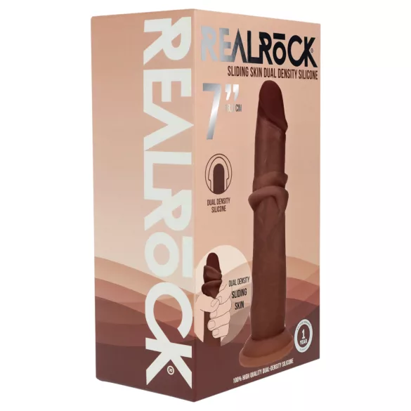RealRock - реалистично дилдо с двойна плътност (кафяво) - 18,5 см