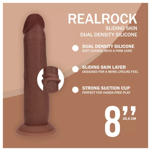 RealRock - реалистично дилдо с двойна плътност (кафяво) - 20,5 см