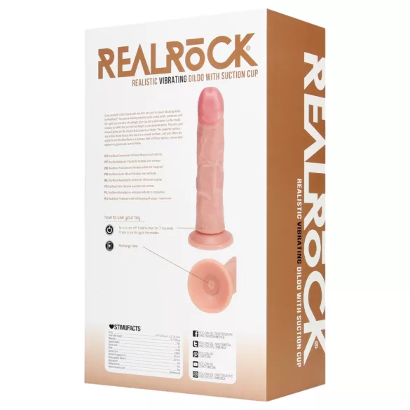RealRock - вибратор с вендуза - телесен цвят - 20,5 см